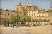 Edvard Petersen The square in Sulmona France oil painting artist